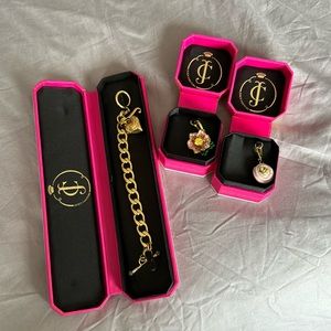 BUNDLE: juicy couture bracelet, flower charm, cupcake charm (opens and closes)
